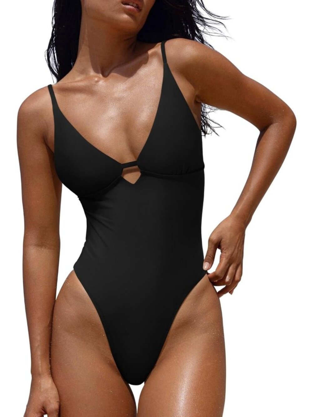 Sexy V Neck Padded One Piece Swimsuit for Women - Flattering Bathing Suit